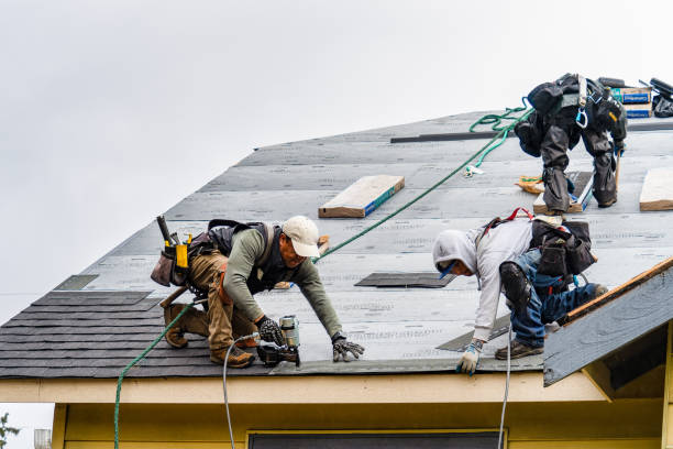 Professional Gutter Installation technician working in Guilford, NY